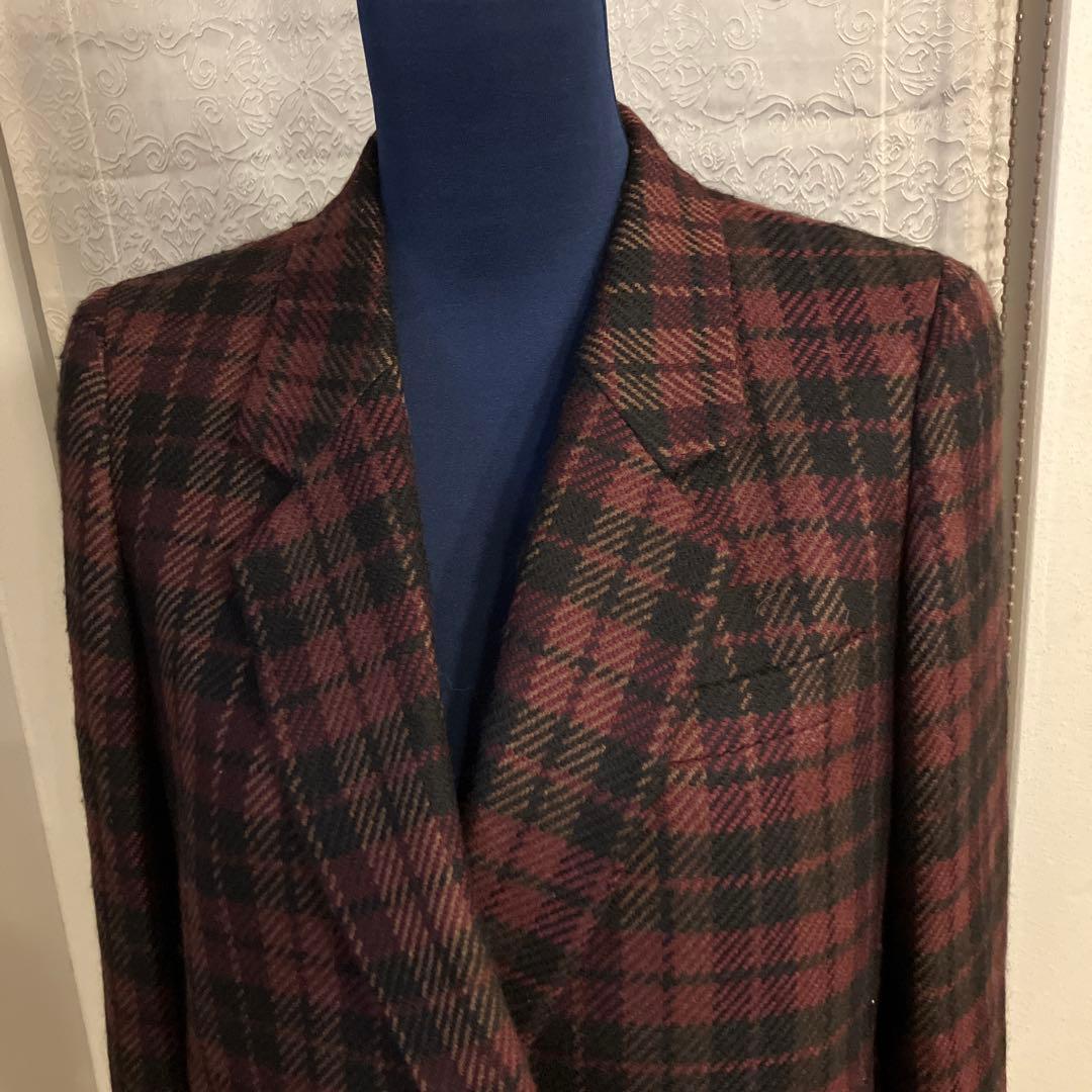 バーバリーズ　テーラードジャケット 赤黒　チェック　裏地あり　M
