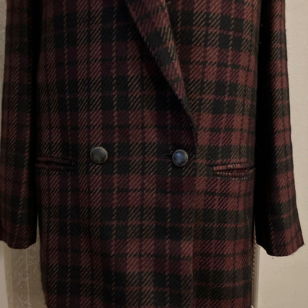 バーバリーズ　テーラードジャケット 赤黒　チェック　裏地あり　M
