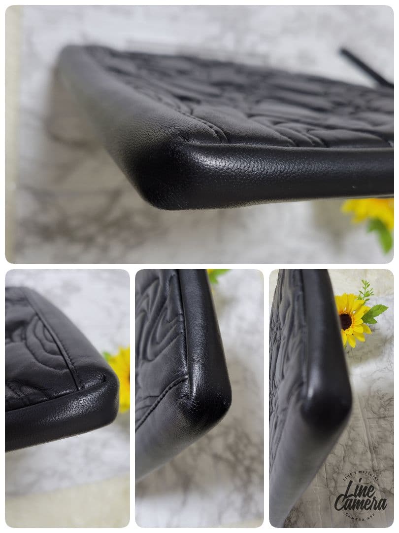 Vivienne Westwood オーブ 型押し レザークラッチ 黒