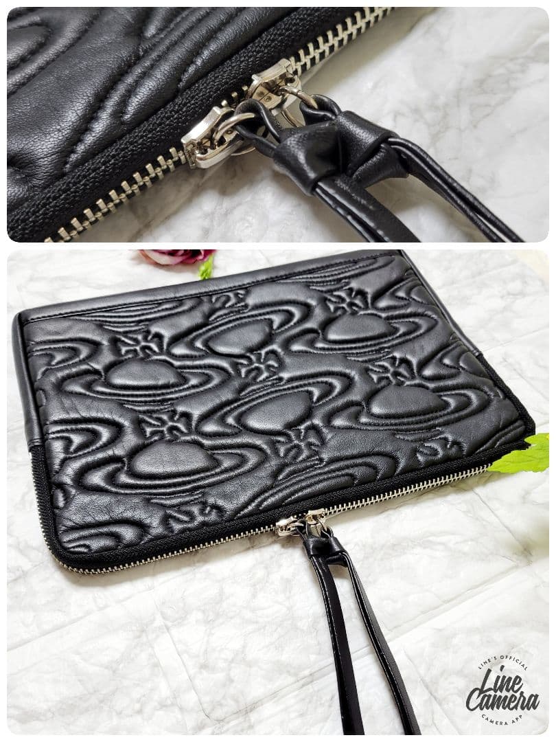 Vivienne Westwood オーブ 型押し レザークラッチ 黒