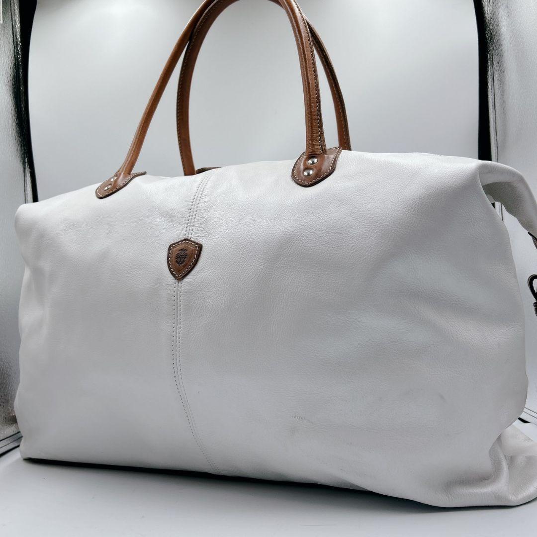 希少色Felisi フェリージ ボストンバッグ オールレザー ホワイト ビジネス