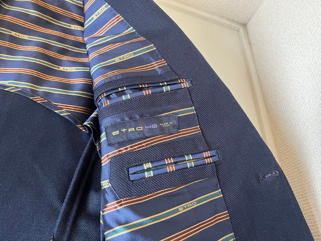 ETRO エトロ コットンツイルネイビー テーラードジャケット 48