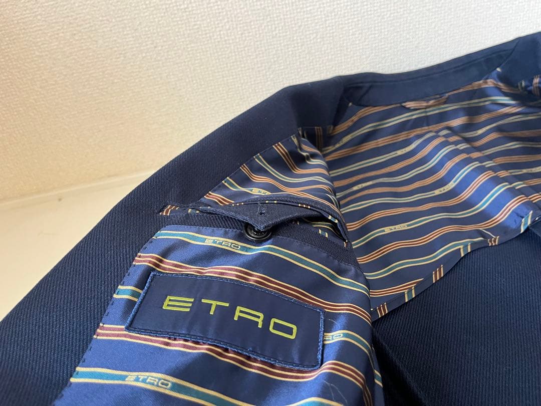 ETRO エトロ コットンツイルネイビー テーラードジャケット 48
