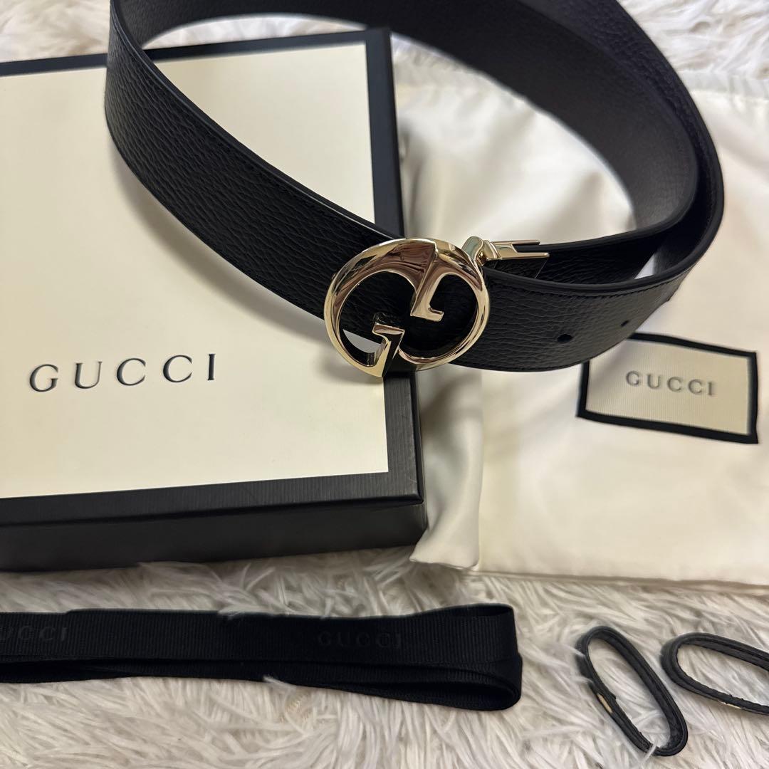 猫*派様 GUCCI レザー GGロゴ ベルト黒茶リバーシブル　付属品付