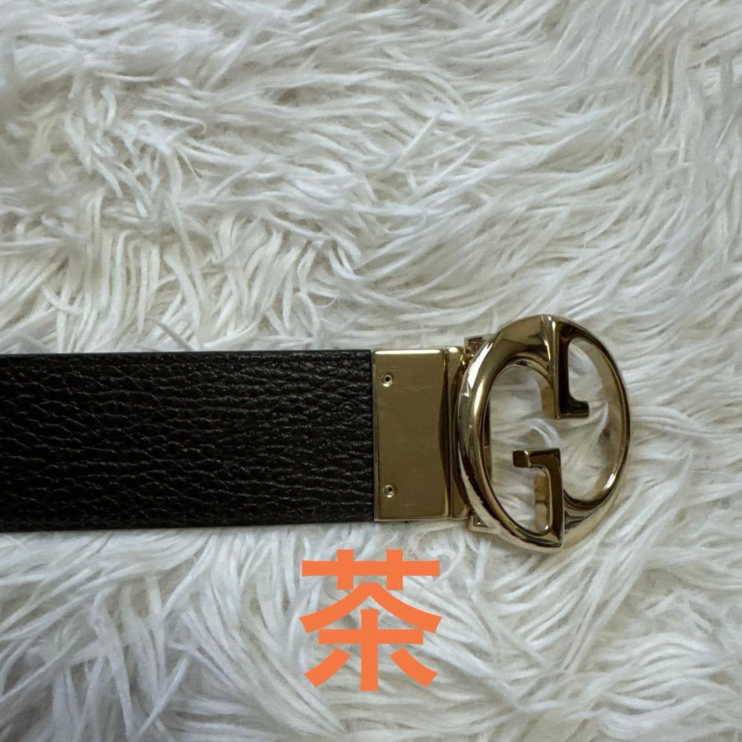 猫*派様 GUCCI レザー GGロゴ ベルト黒茶リバーシブル　付属品付