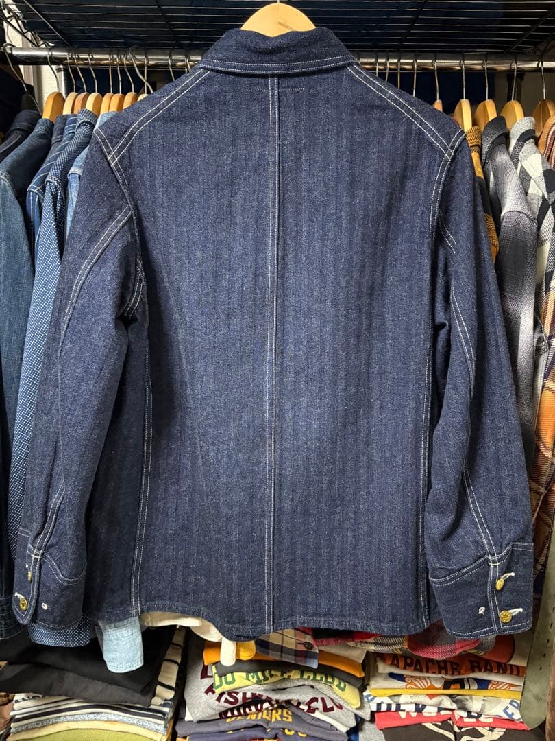 warehouse インディゴヘリンボーンカバーオール