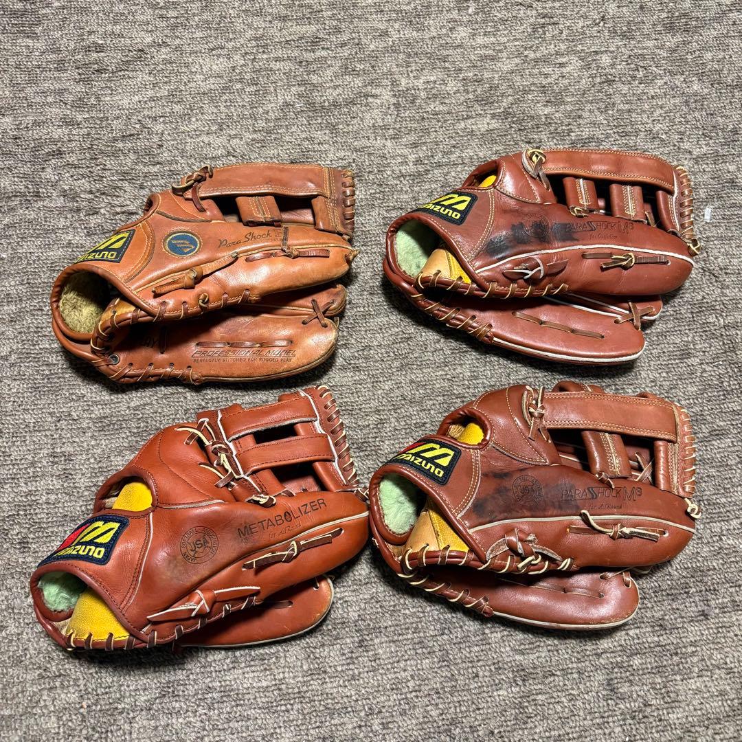 Mizuno ブラウンレザーグローブ 4点