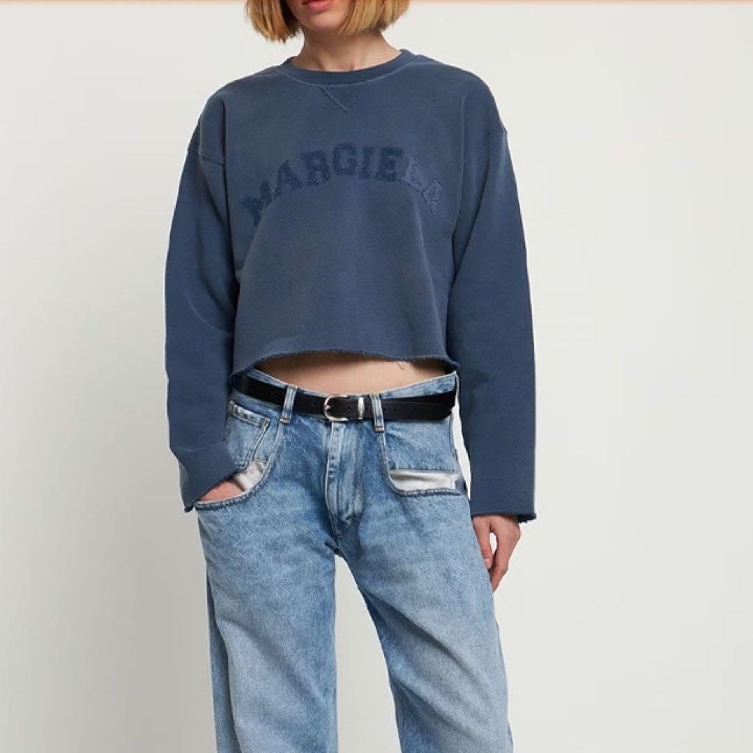 【定価14万】Maison Margiela クロップド スウェット ブルー M