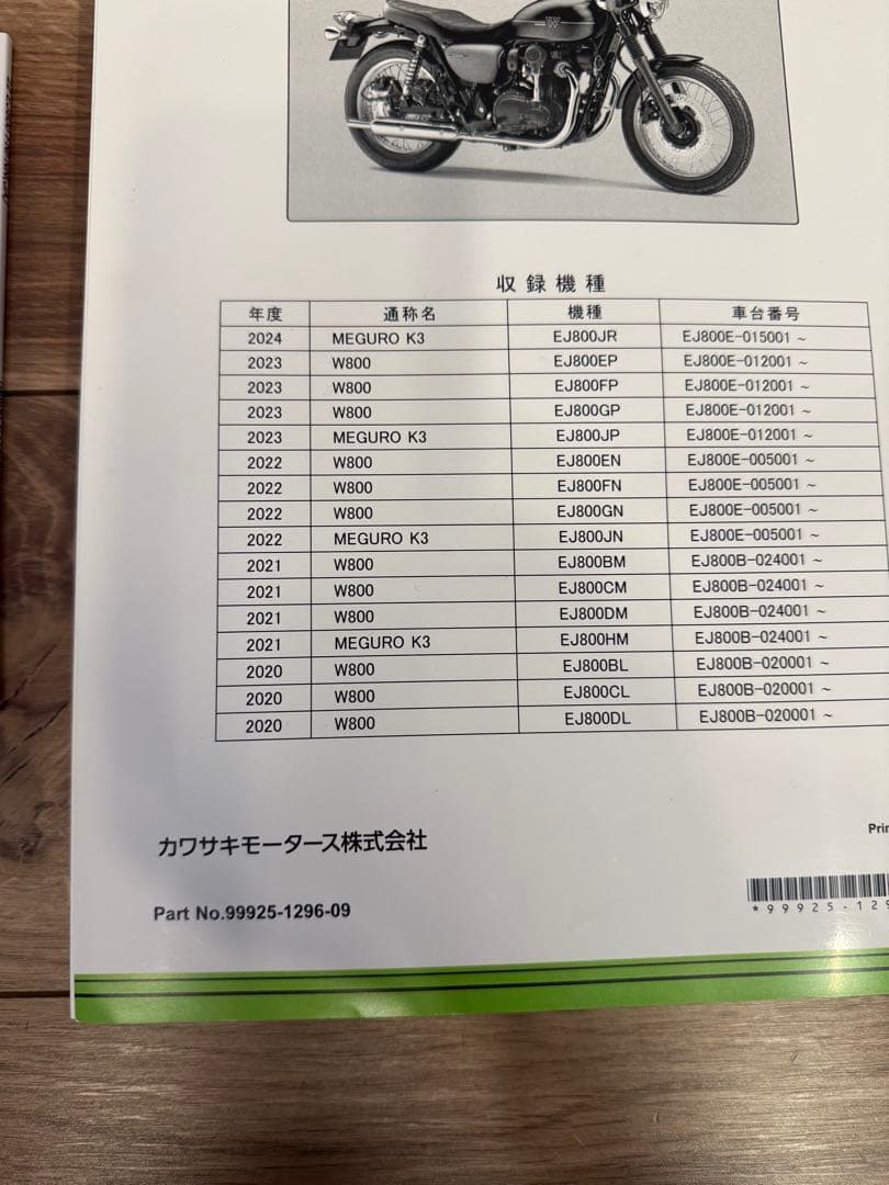 W800 メグロ K3 サービスマニュアル w800ストリート パーツカタログ