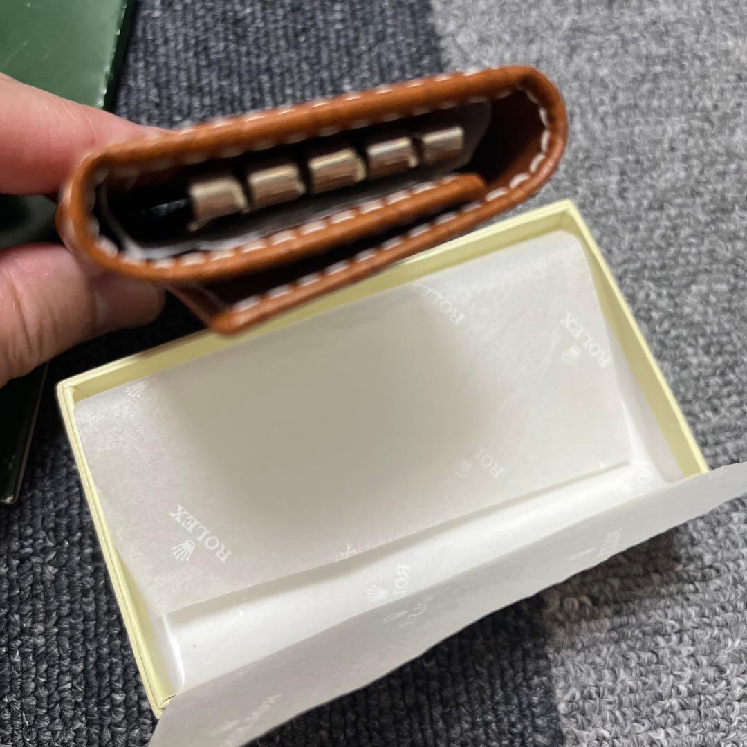 ROLEX ブラウンレザーキーケース+ ハンカチ2枚