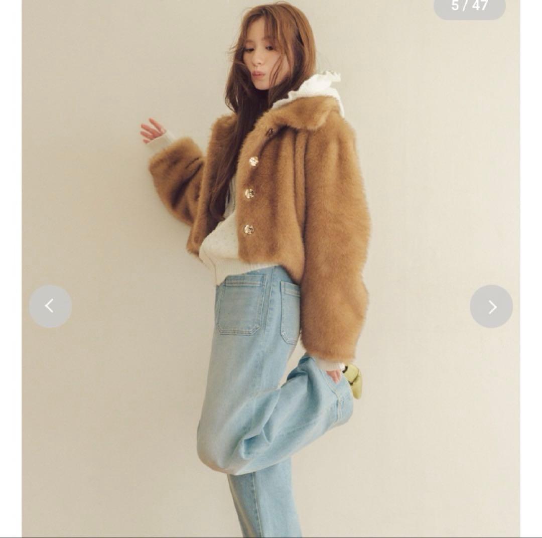 バリエファーショートコート　キャメル　LILY BROWN