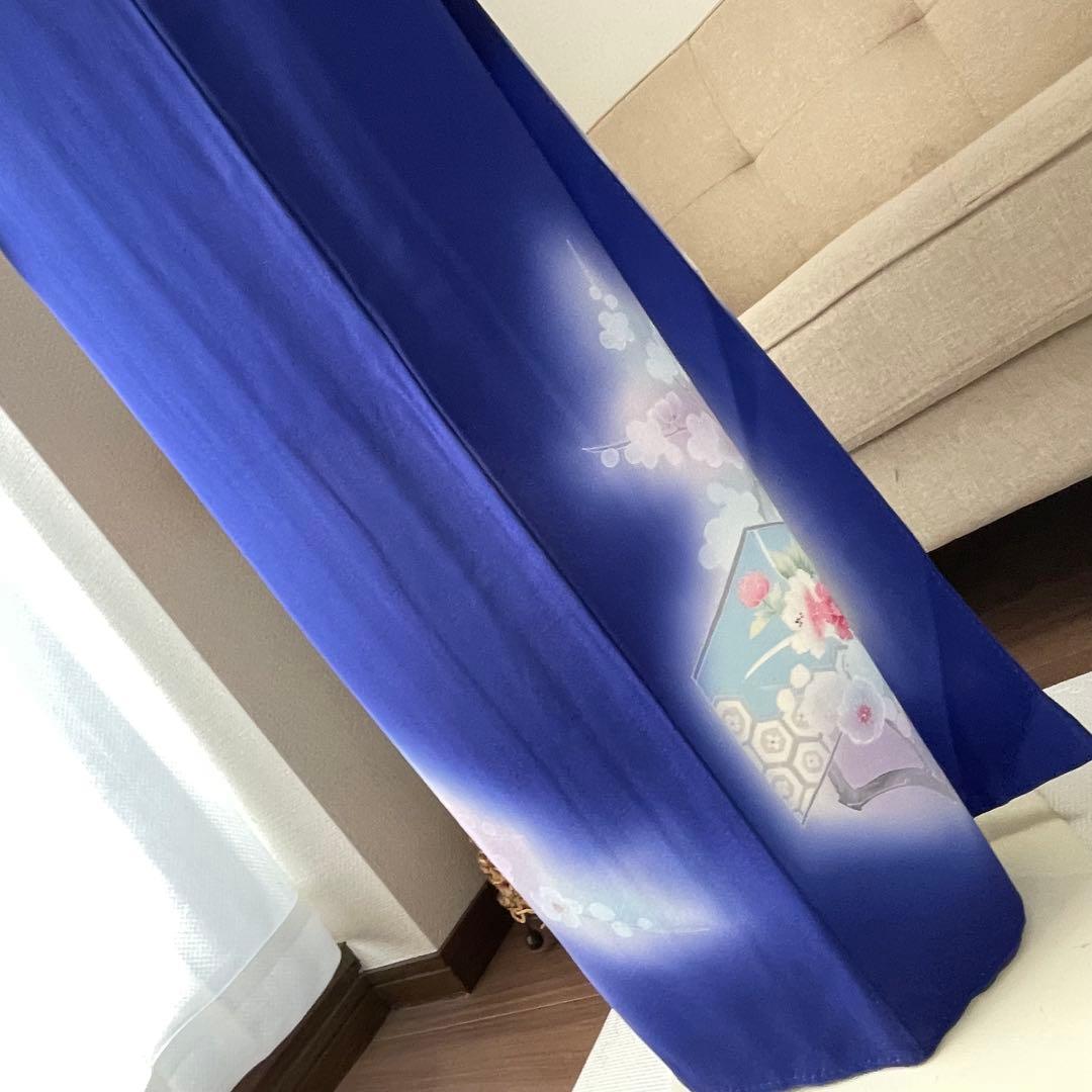 ブルー 友禅 4点 フルセット 訪問着 入学式 卒業式 入園式 春 秋 冬