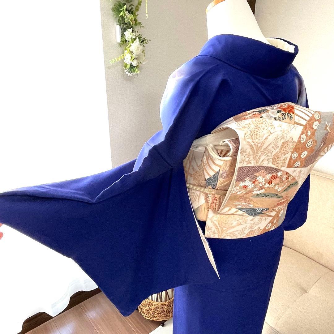 ブルー 友禅 4点 フルセット 訪問着 入学式 卒業式 入園式 春 秋 冬