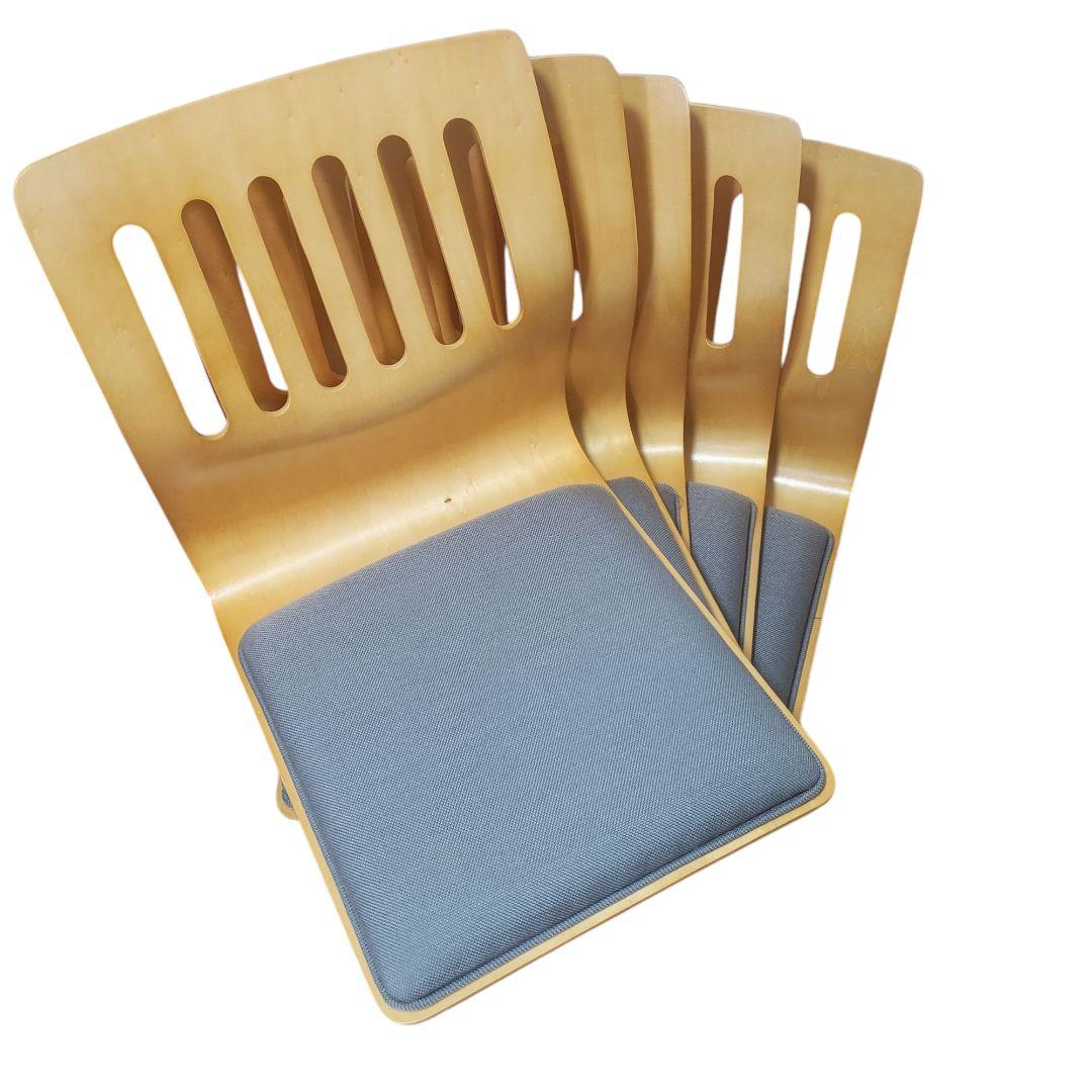 不二貿易　ナチュラルクッション付き　座椅子　5脚セット 幅39.5cm　木製