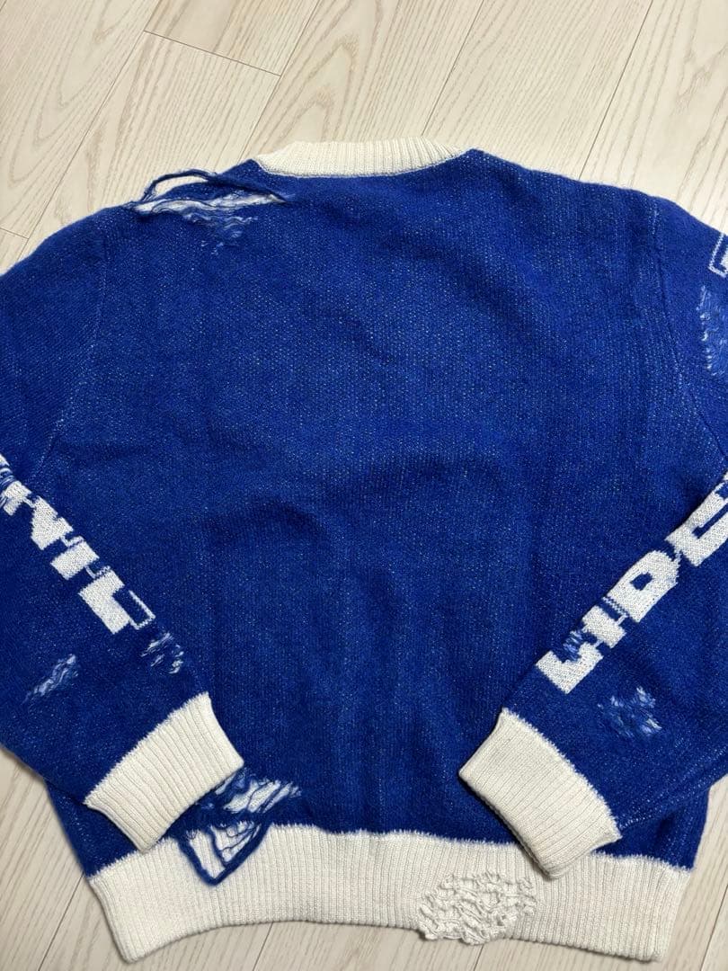 か*ね様 LIBERAL YOUTH MINISTRY ダメージニット青 ブルー