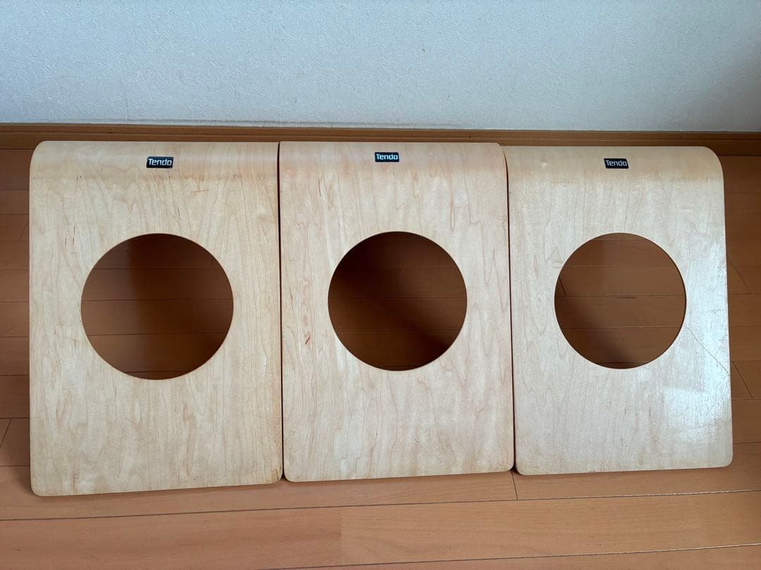 Tendo 天童　木製穴あき座椅子 3脚セット