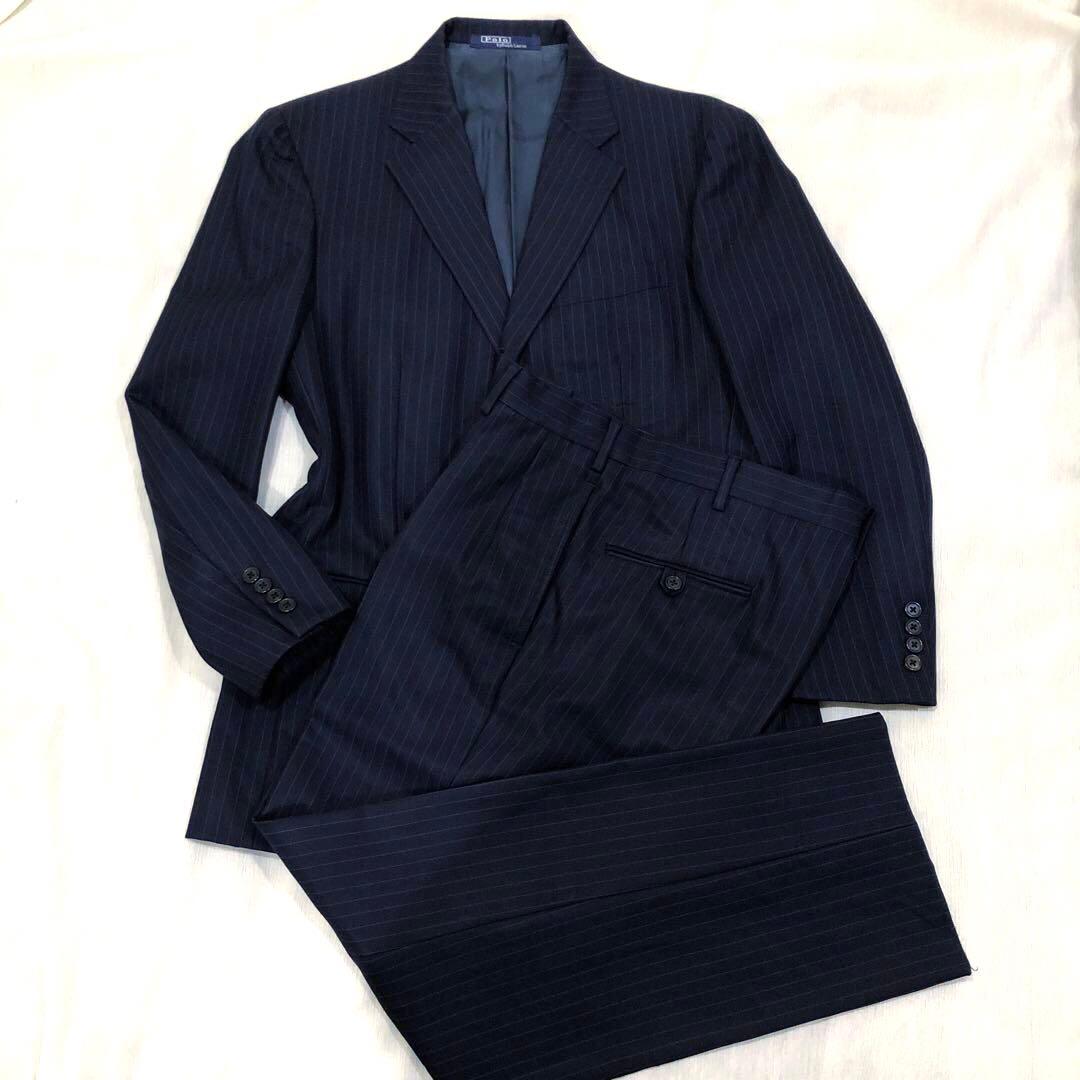 ラルフローレン ネイビースーツ ストライプ セットアップ 80s オールド 古着