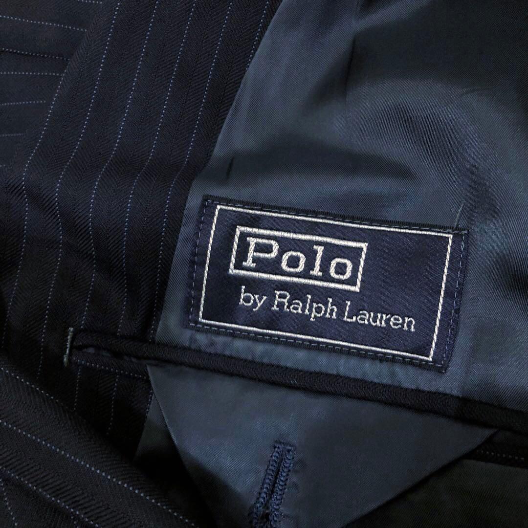 ラルフローレン ネイビースーツ ストライプ セットアップ 80s オールド 古着