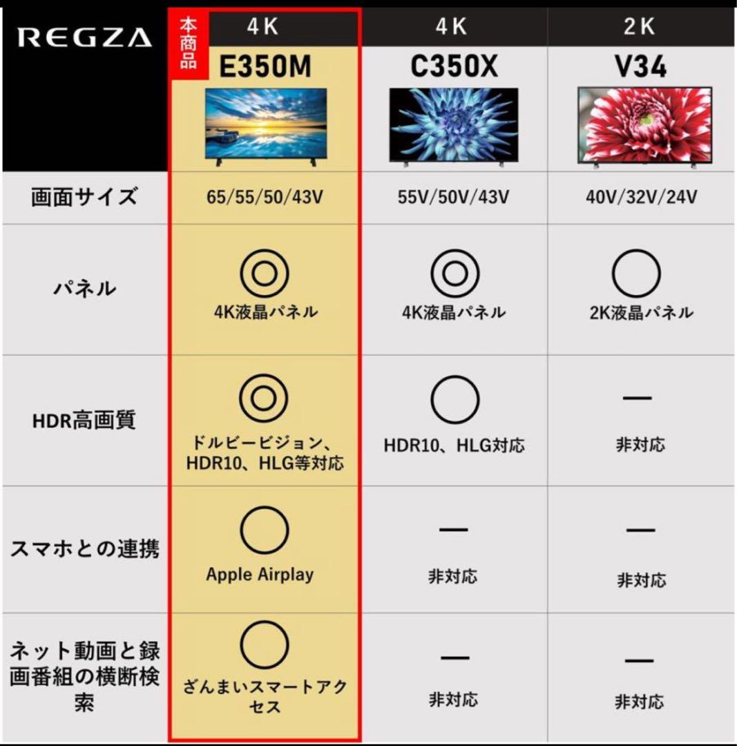 【超美品】REGZA E3 50E350M 50V 4K液晶テレビ