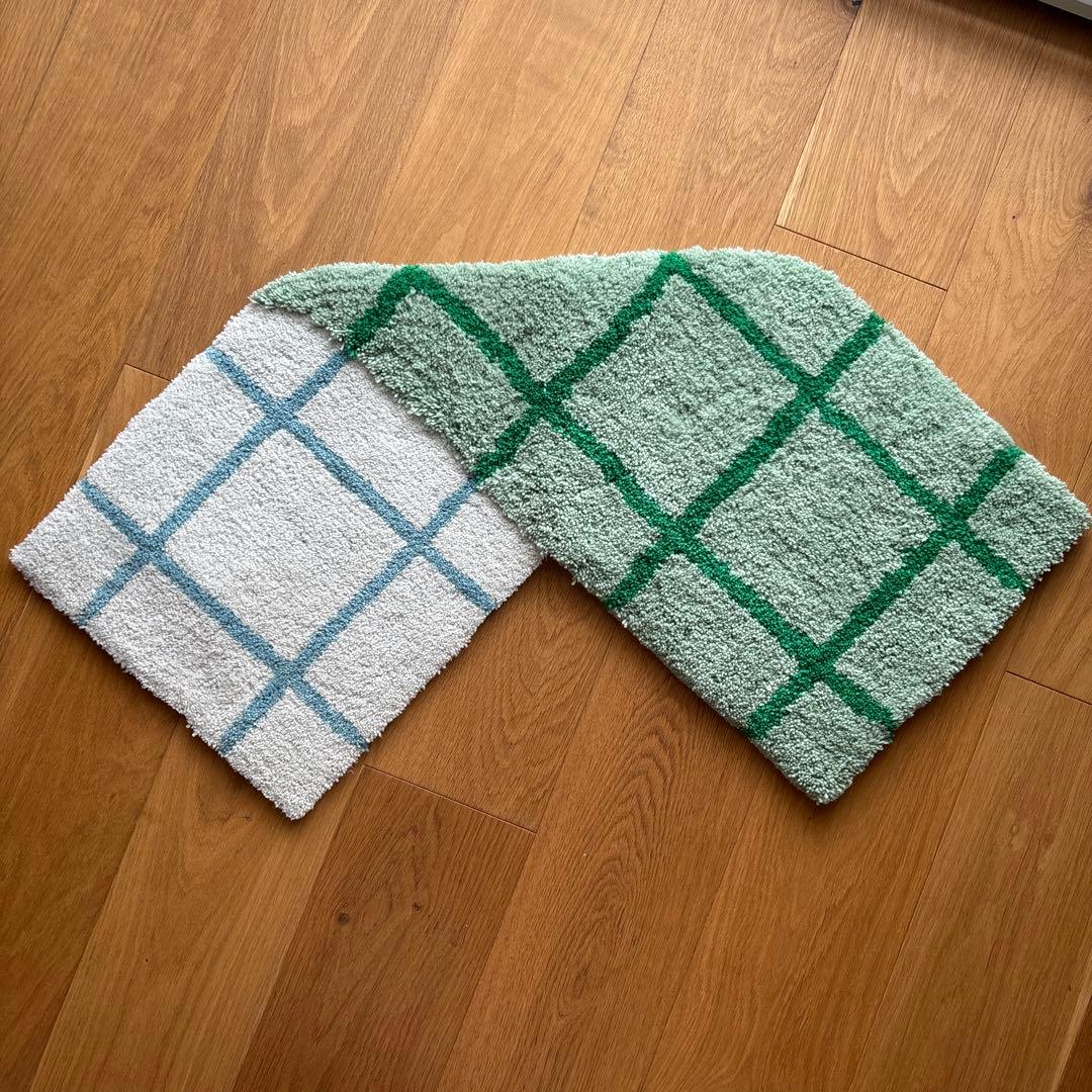 MIYOSHI RUG チェック柄ラグ L字型　コーナーラグ