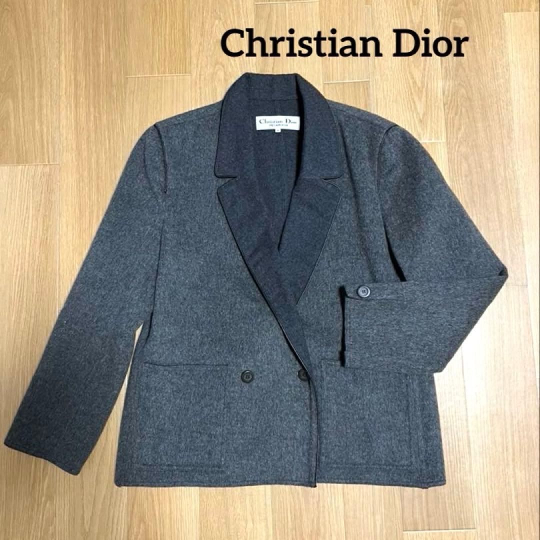 クリスチャンディオール ウール混紡 ダブルブレスト テーラードジャケット　M