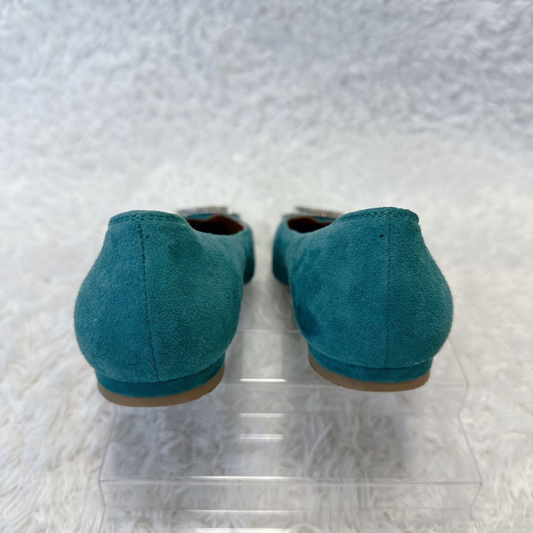 【良品】pippichic グリーン ビジュー付きフラットシューズ 37