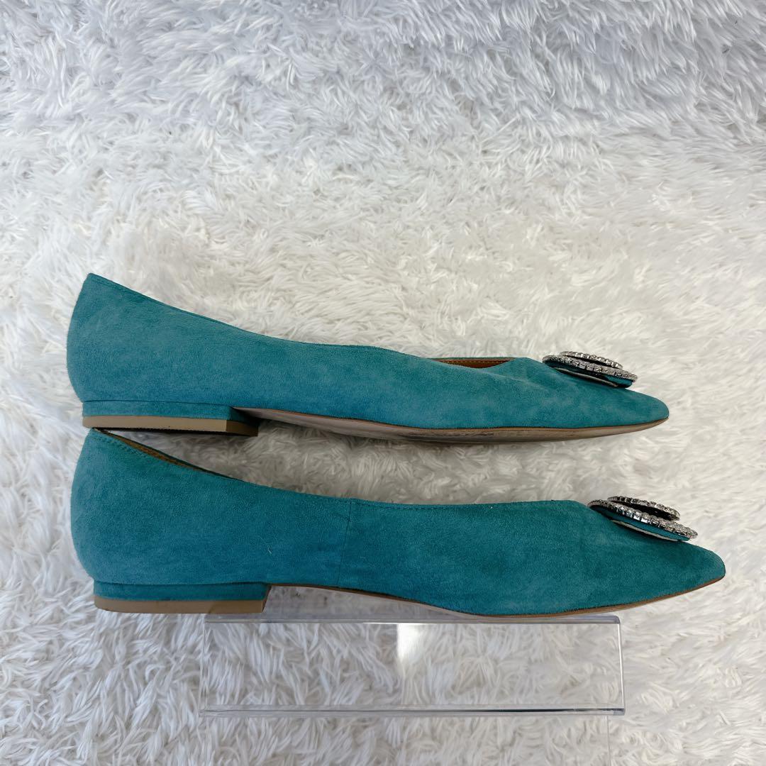 【良品】pippichic グリーン ビジュー付きフラットシューズ 37