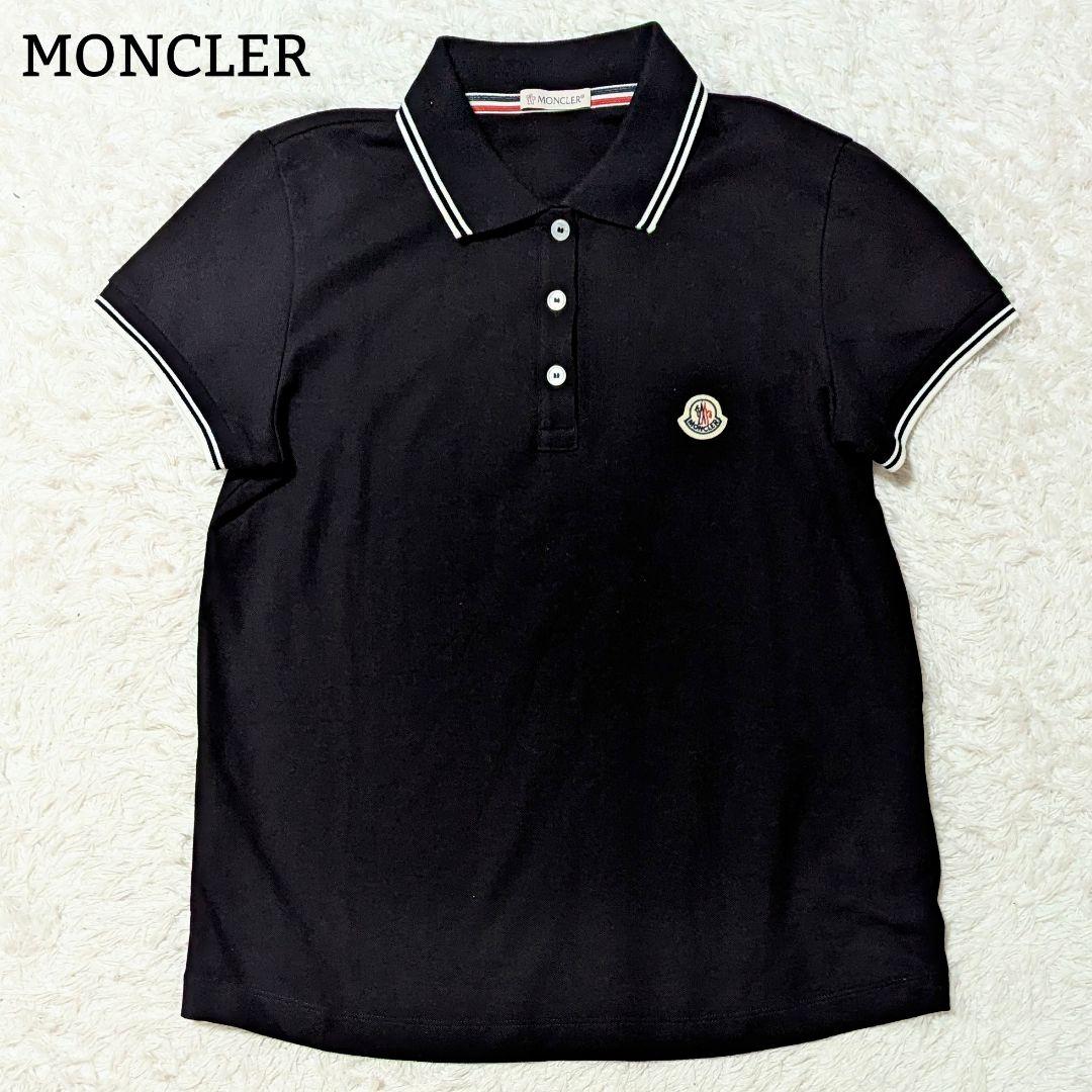 極美品◎2021SS MONCLER ポロシャツ ロゴワッペン 洗える 黒 S