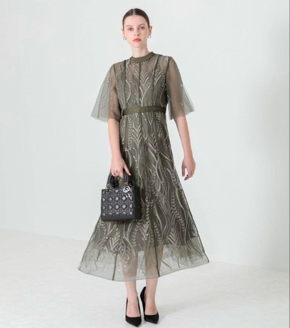 【 Leja スパンコールドレス グリーン Sサイズ 】