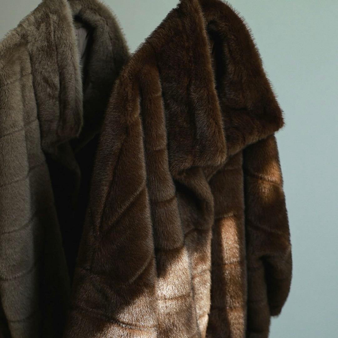 QTUME クチューム ミンクライク ファーブルゾン ブラウン