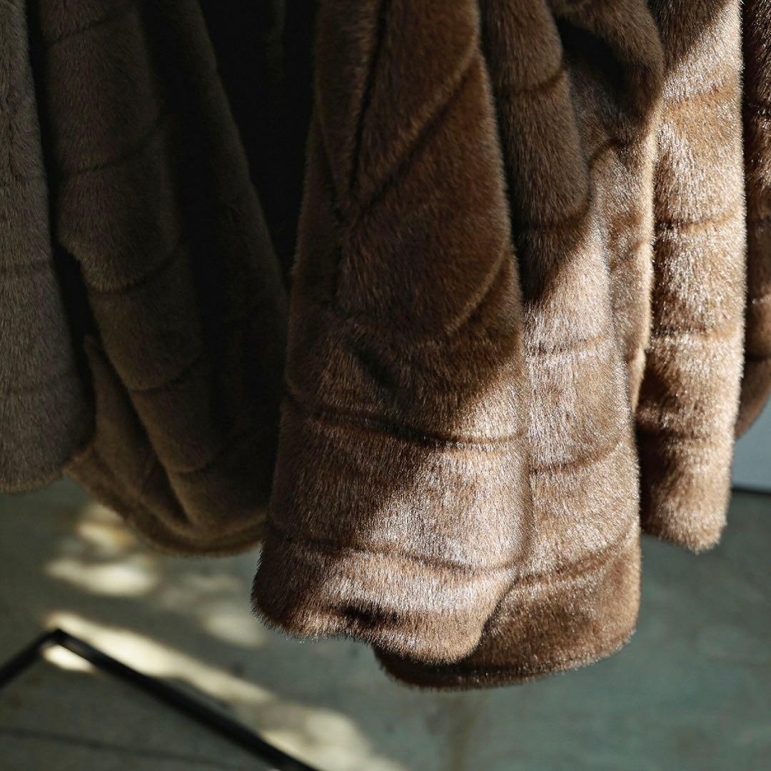 QTUME クチューム ミンクライク ファーブルゾン ブラウン