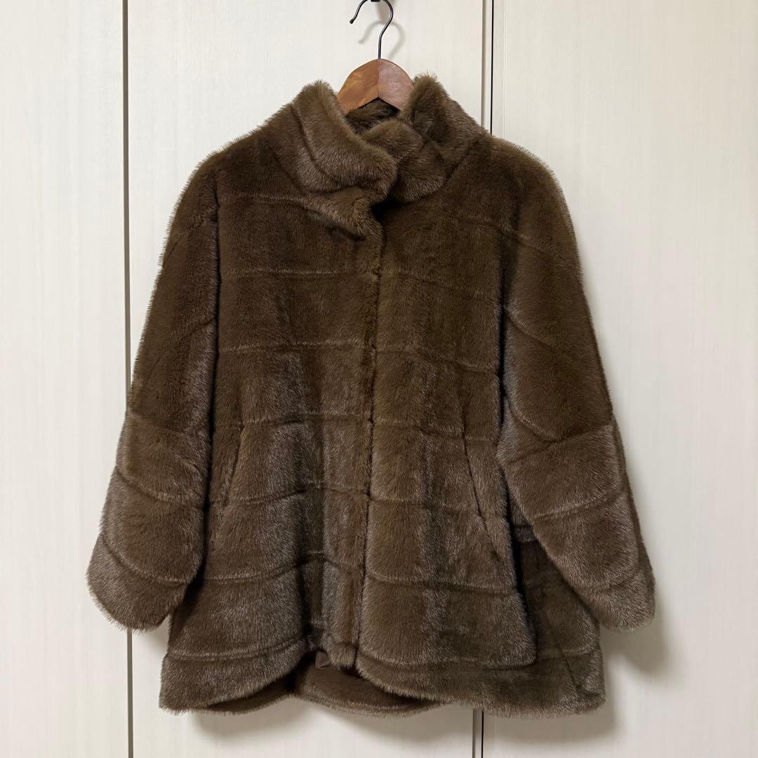 QTUME クチューム ミンクライク ファーブルゾン ブラウン