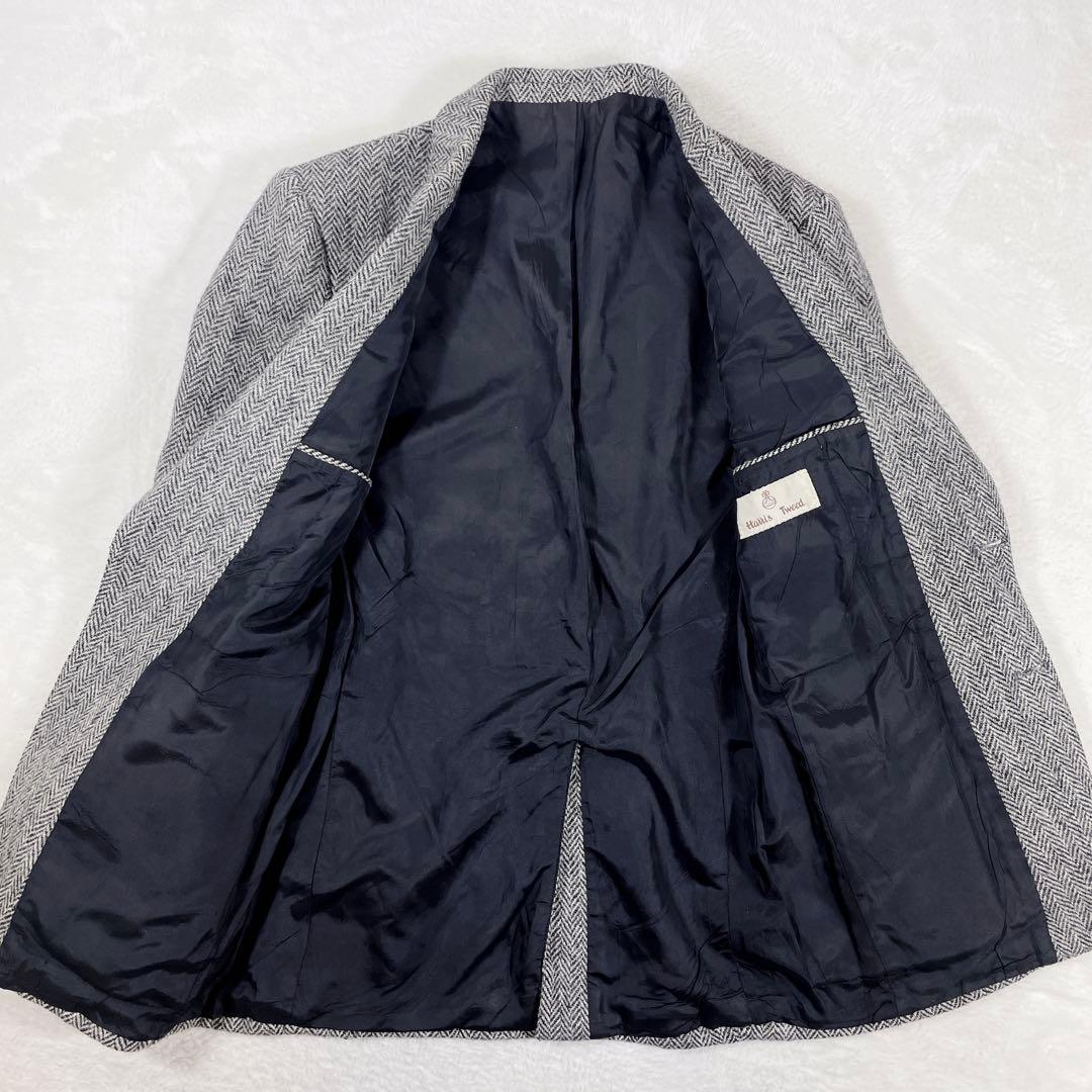 ハリスツイード テーラードジャケット ヘリンボーン 胡桃ボタン ヴィンテージ