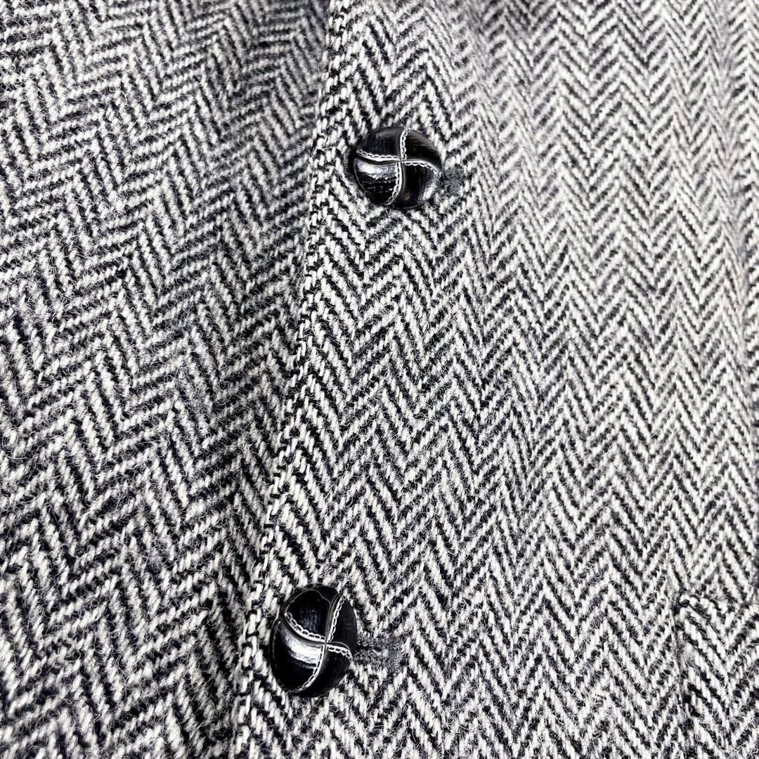 ハリスツイード テーラードジャケット ヘリンボーン 胡桃ボタン ヴィンテージ