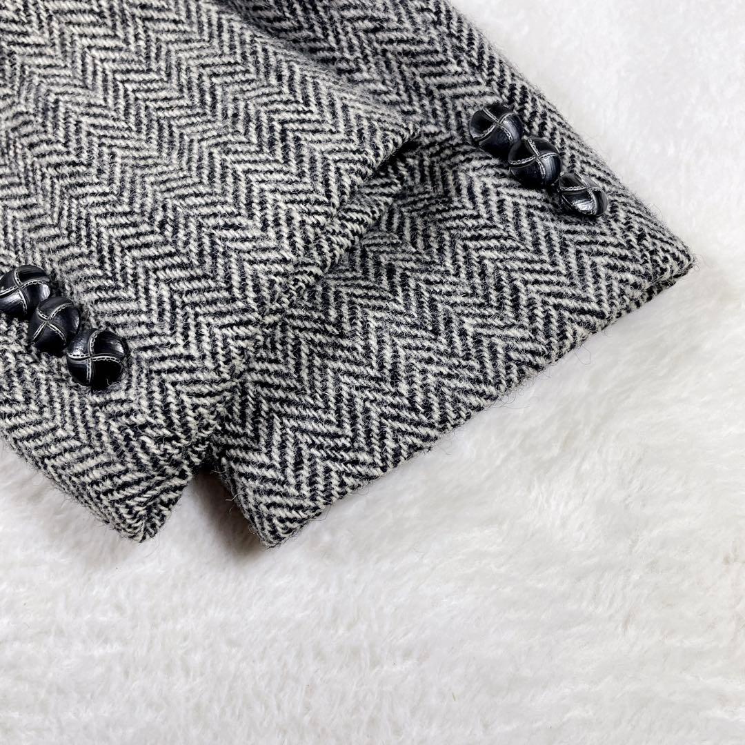 ハリスツイード テーラードジャケット ヘリンボーン 胡桃ボタン ヴィンテージ