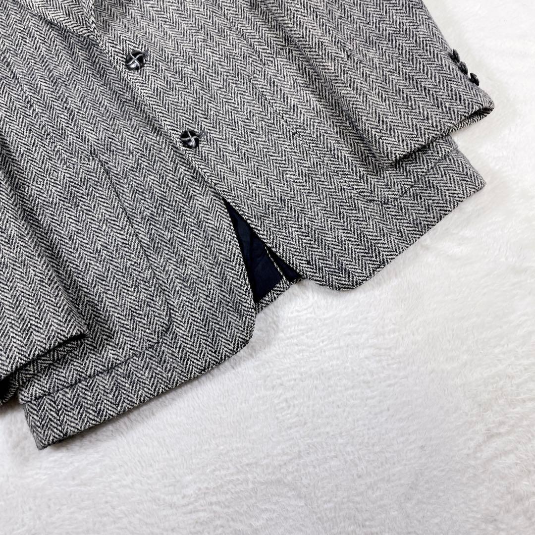 ハリスツイード テーラードジャケット ヘリンボーン 胡桃ボタン ヴィンテージ
