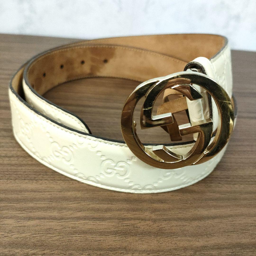 GUCCI グッチ インターロッキングG ベルト ホワイト