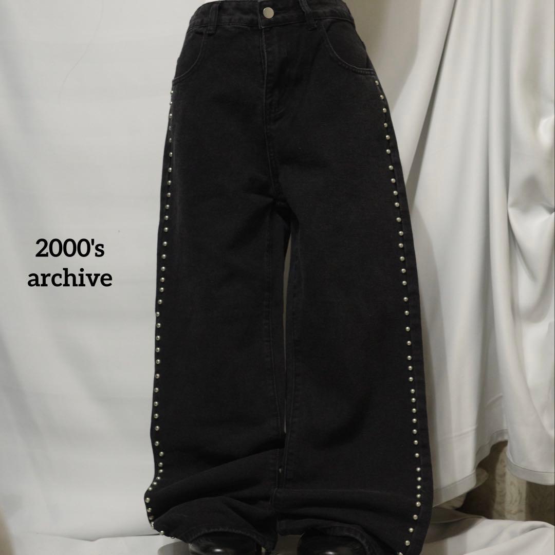 パンツ 2000's archive design black denim pants