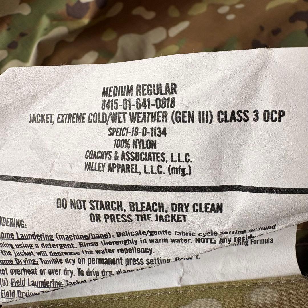【極美品】米軍実物 ECWCS Gen3 Level6 OCP ゴアテックスMR