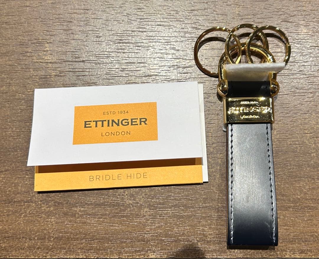 ETTINGER キーリング・キーホルダー 3連 紺色