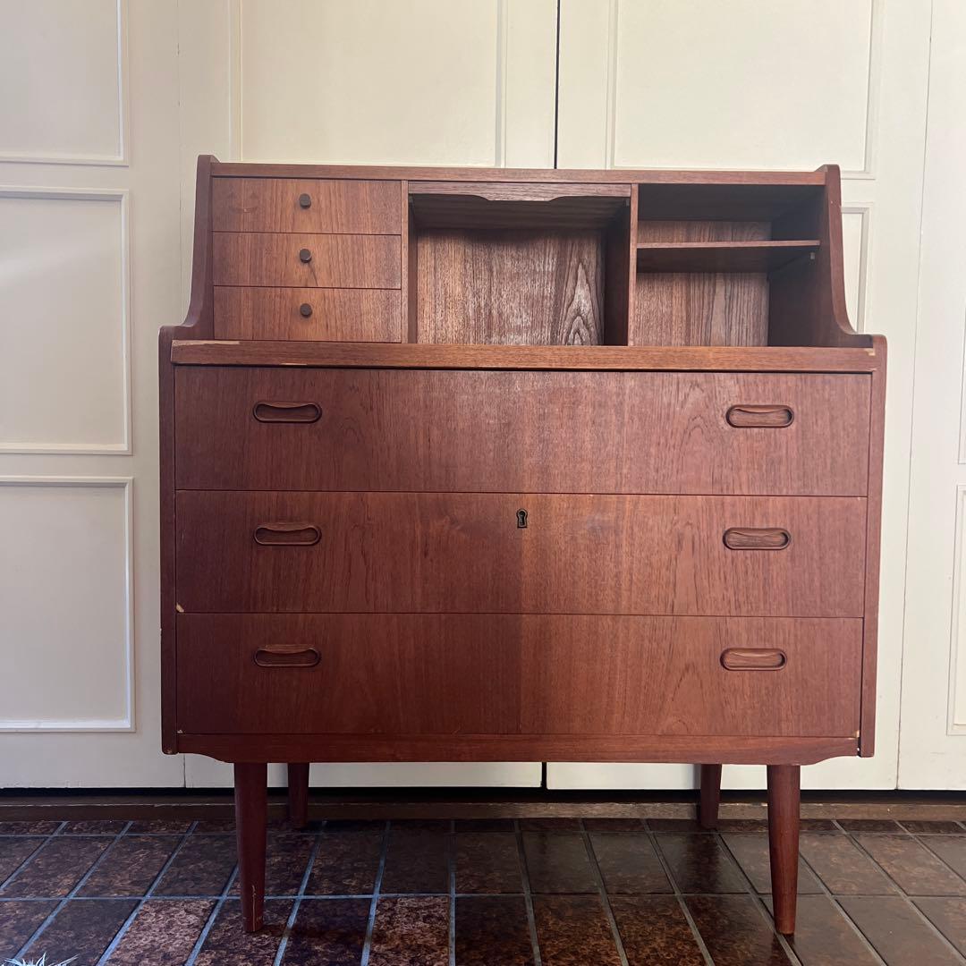 木製キャビネット 5引き出し 2オープンシェルフ