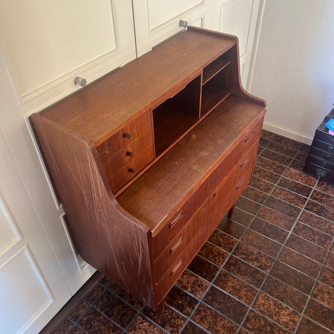 木製キャビネット 5引き出し 2オープンシェルフ