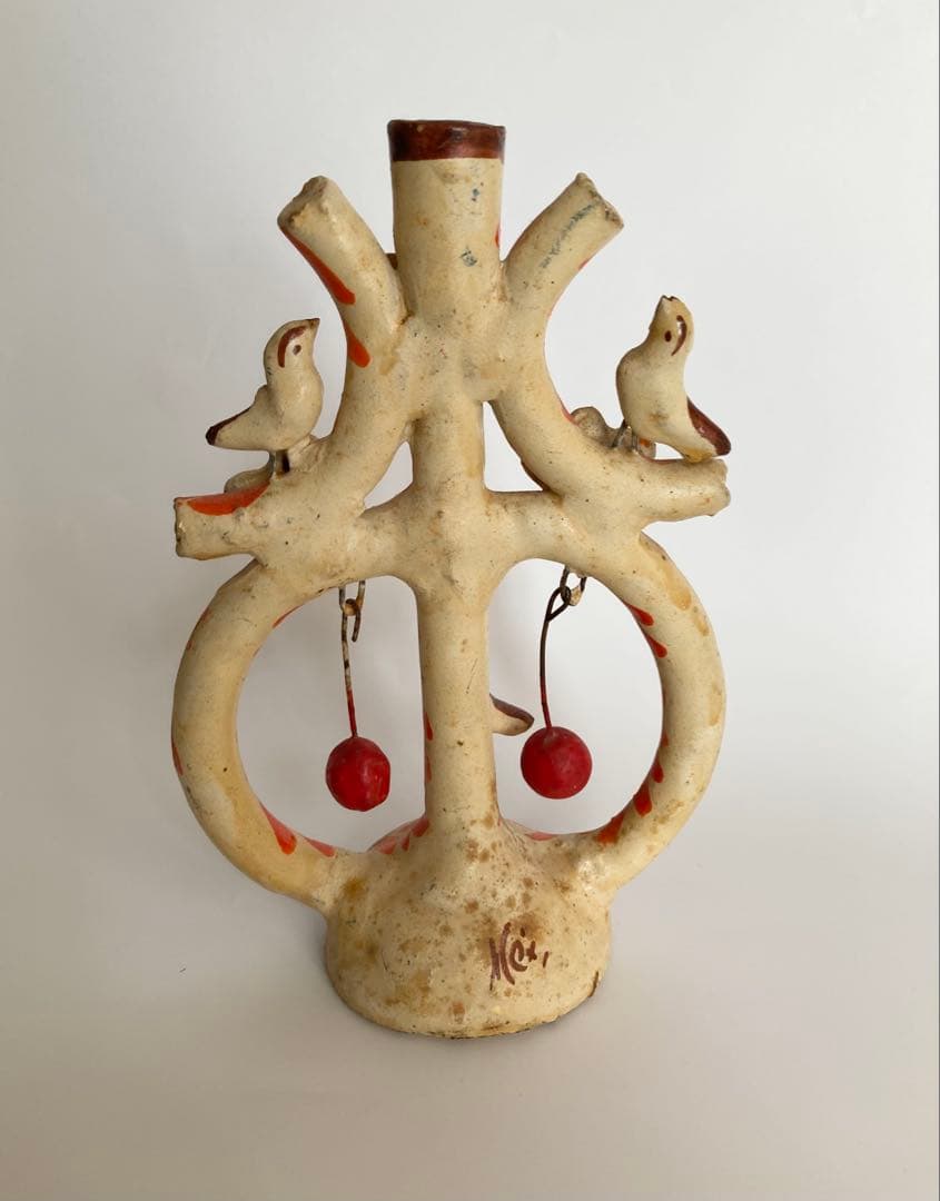 メキシコ民藝 生命の樹 ツリーオブライフ 燭台 オレンジ