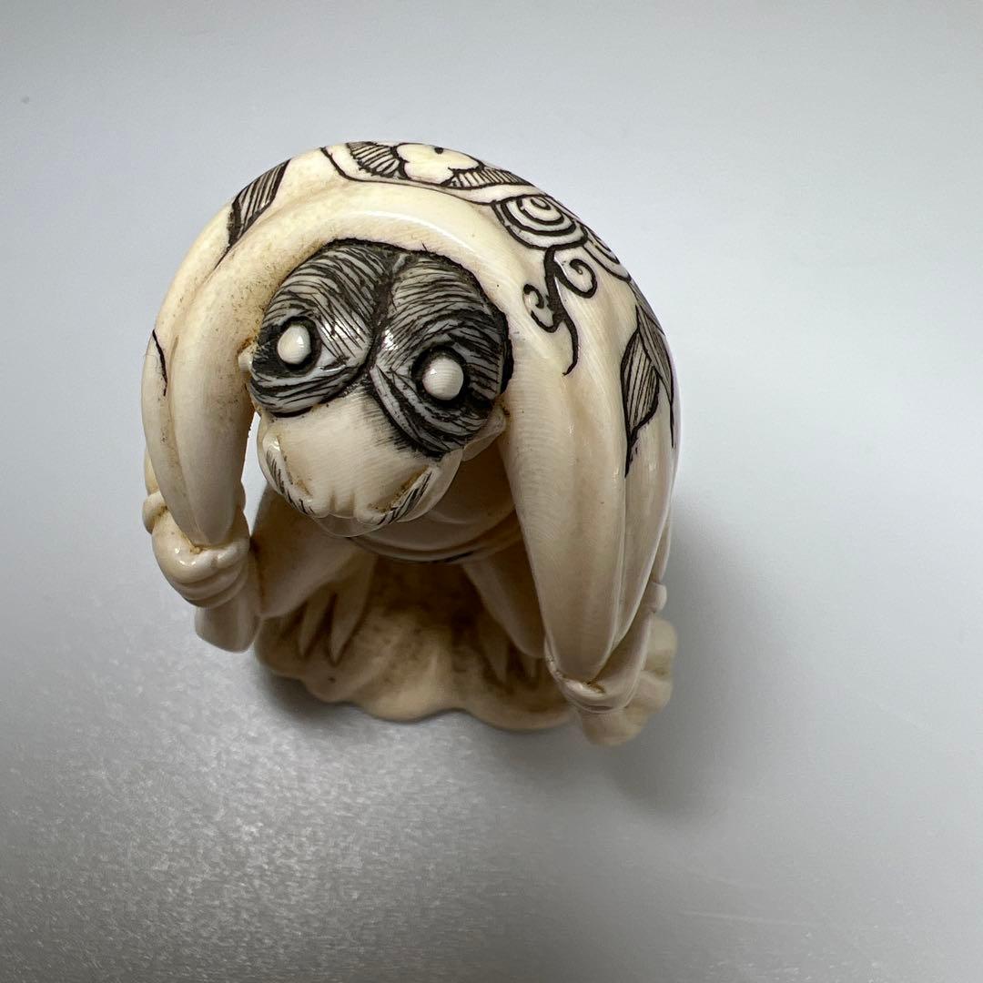 極上和彫　風神根付　27g 東Y8-0109☆2Fトヒト