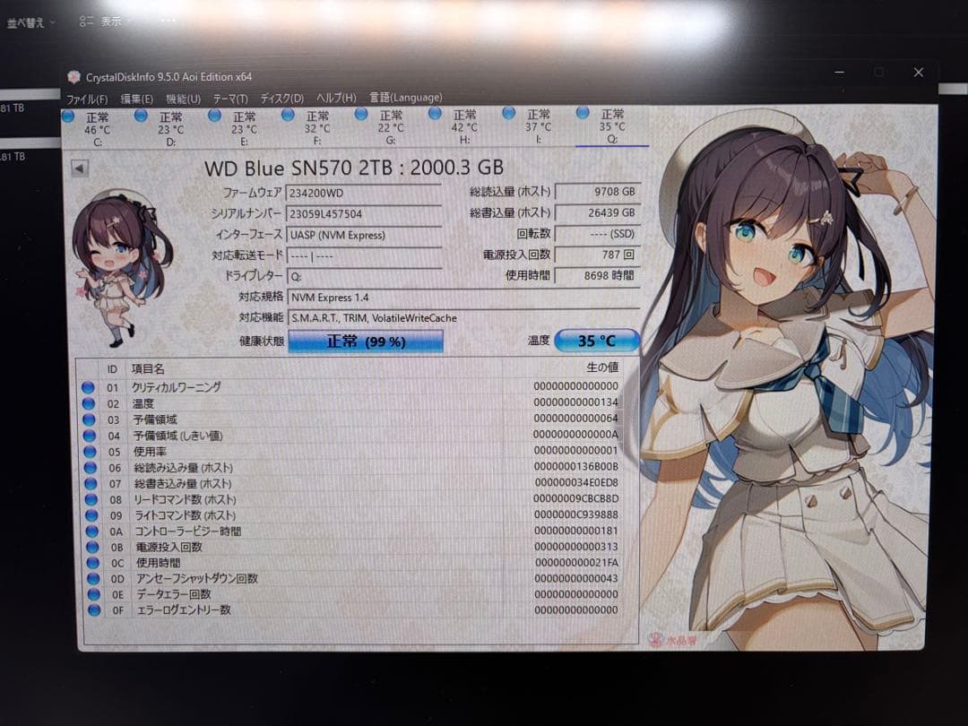 内蔵型SSD WD Blue SN570 2TB NVMe SSD M.2 2280