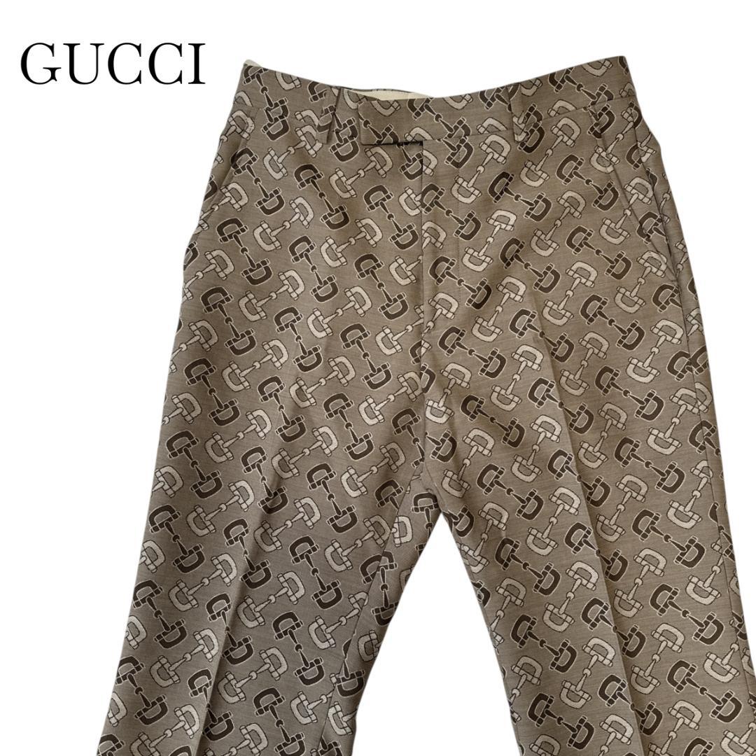 GUCCI グッチ スラックス パンツ ホースビット柄 672087 ベージュ