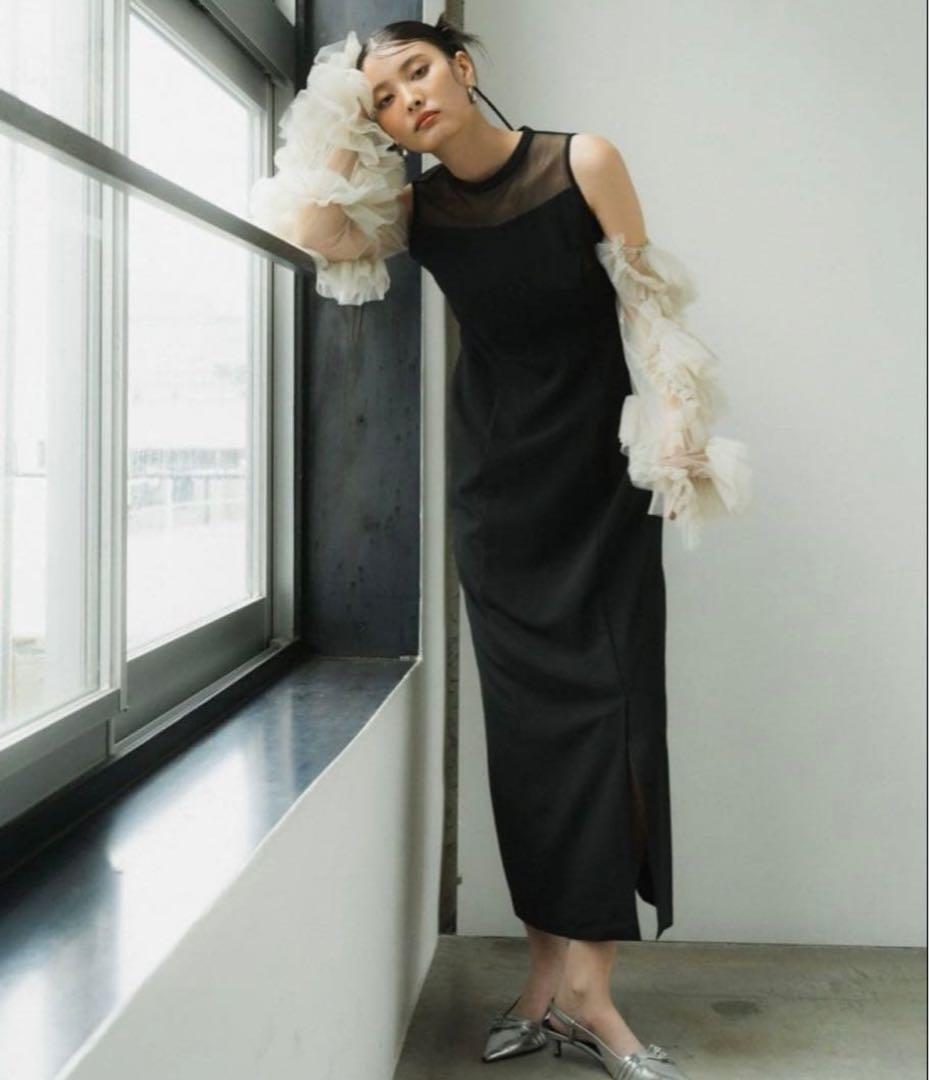 ANDRESD オケージョンドレス　袖チュール取り外し可能