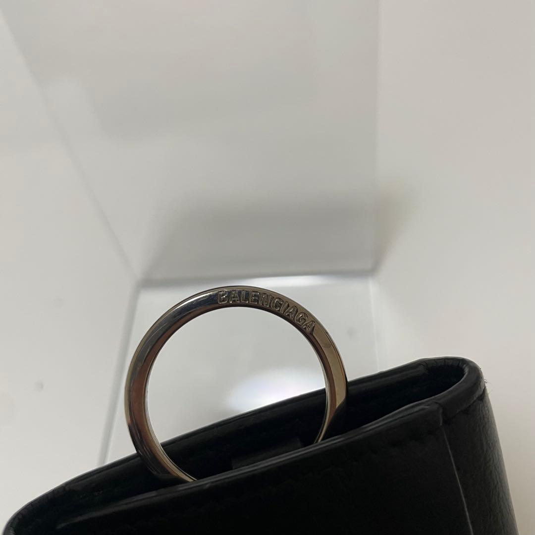 バレンシアガ ペーパー 6連キーケース 美品 黒 カーフレザー　シボ加工