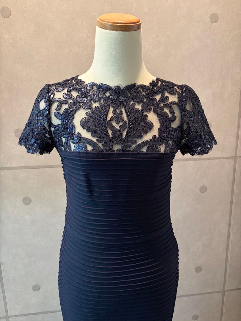 TADASHI SHOJI タダシショージ　ネイビー レース袖 ドレス謝恩会