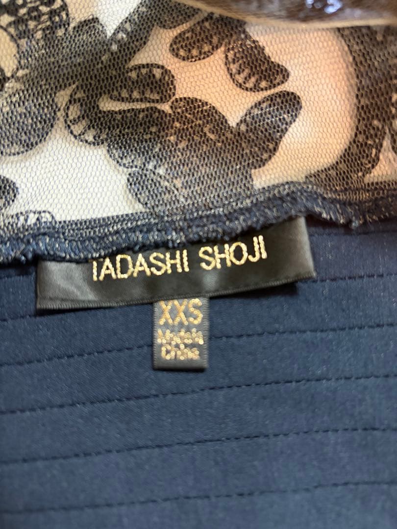 TADASHI SHOJI タダシショージ　ネイビー レース袖 ドレス謝恩会